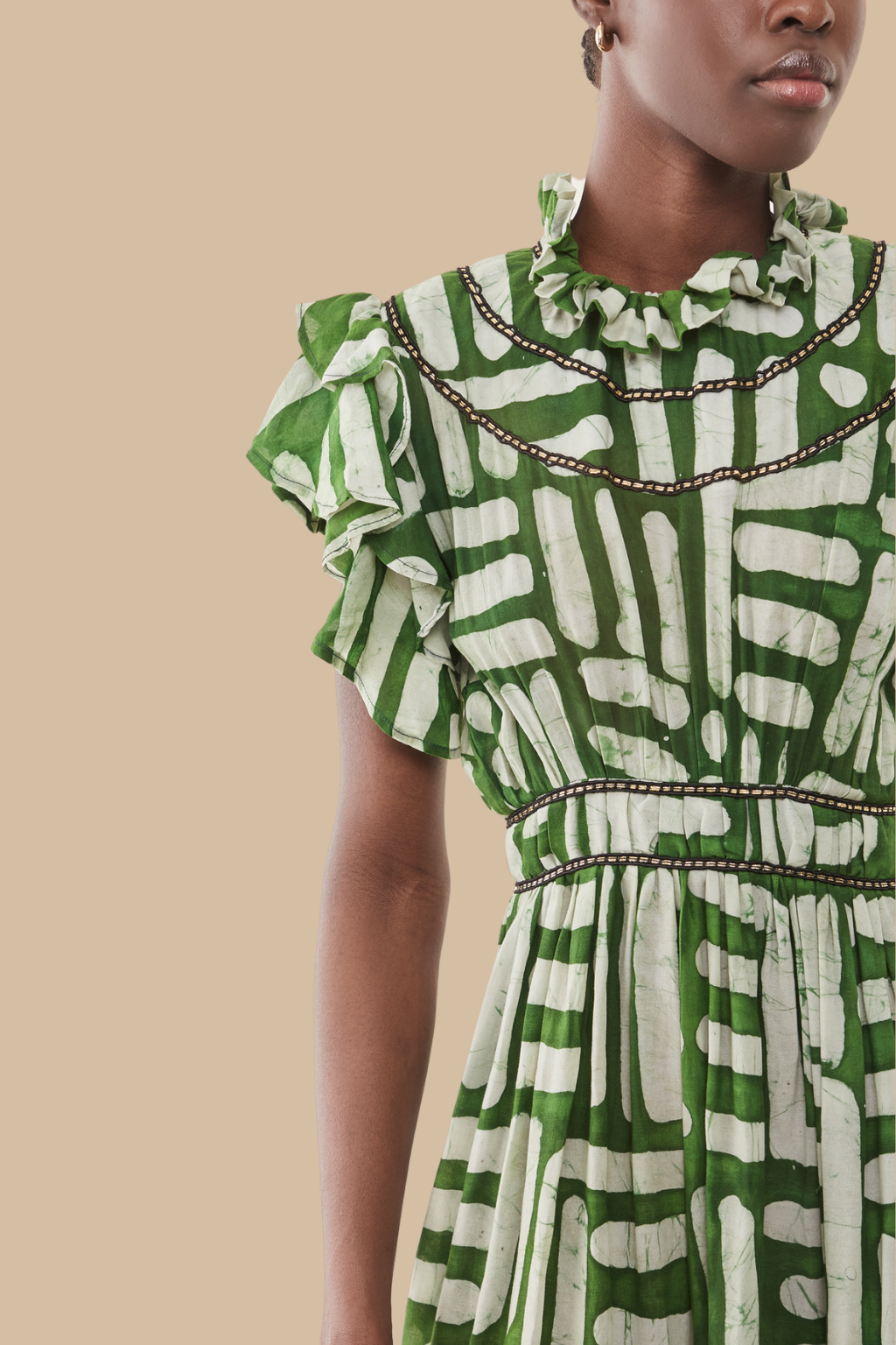 Adun Ruffled High Neck Dress