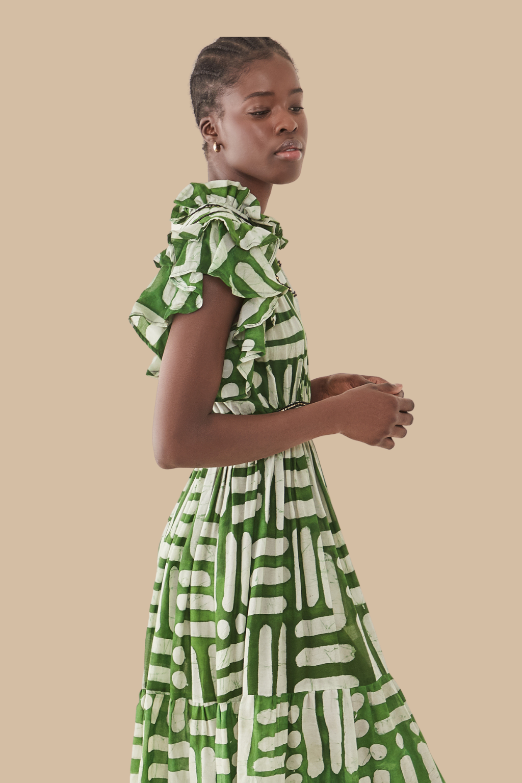 Adun Ruffled High Neck Dress