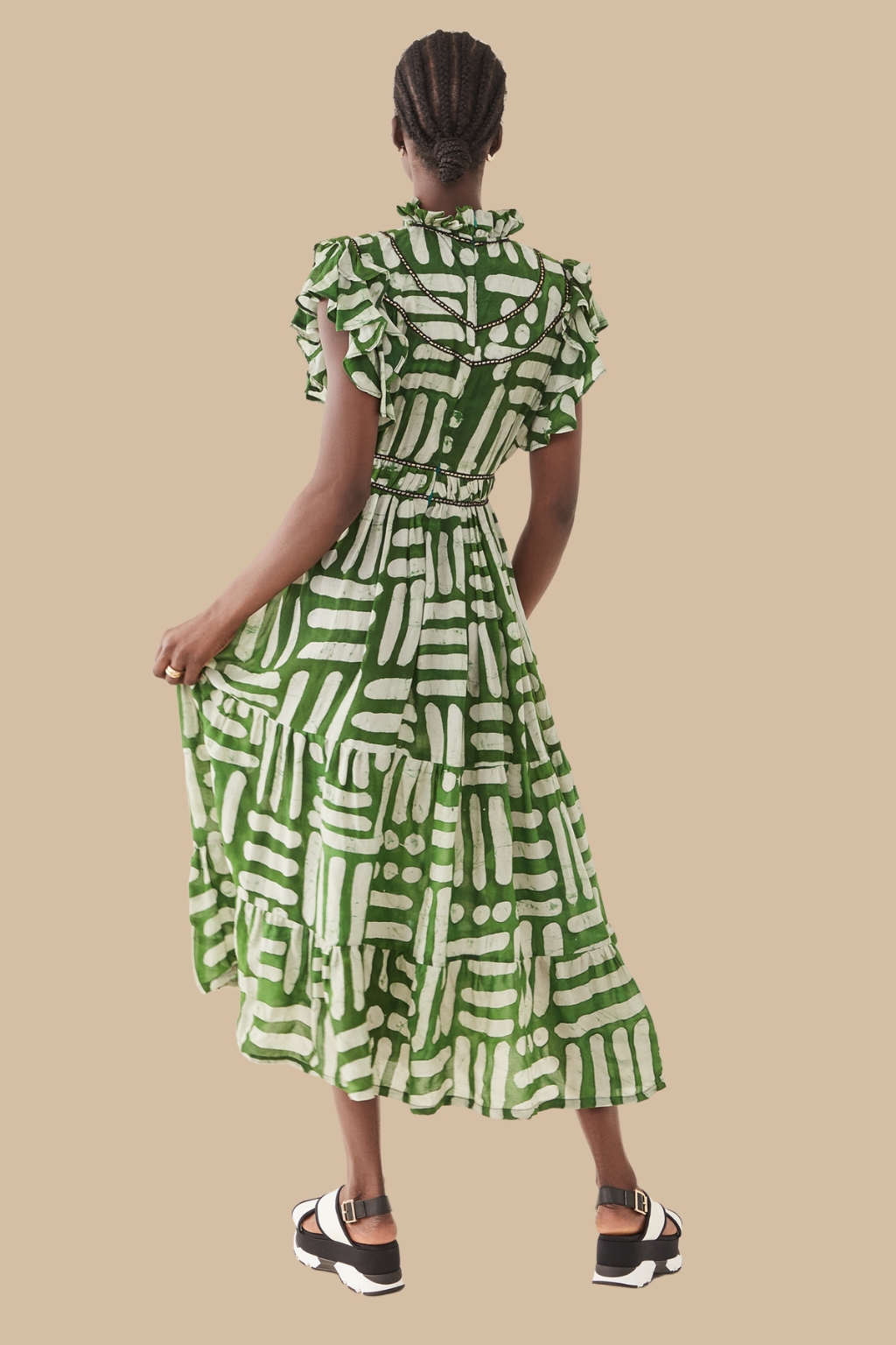 Adun Ruffled High Neck Dress