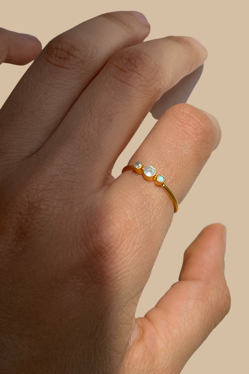 Three Stone Ring Moonstone