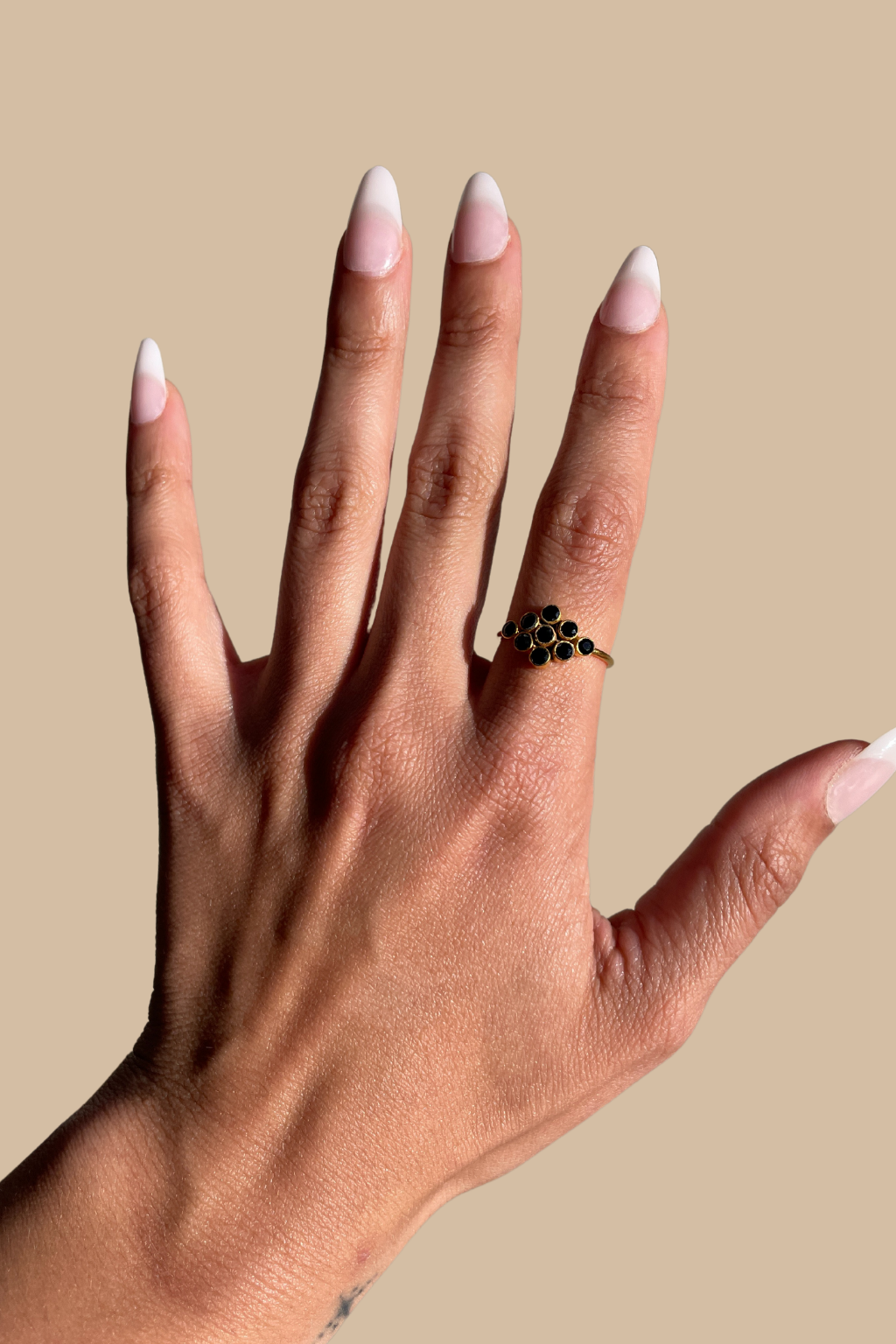 Nine Faceted Stone Ring in Onyx