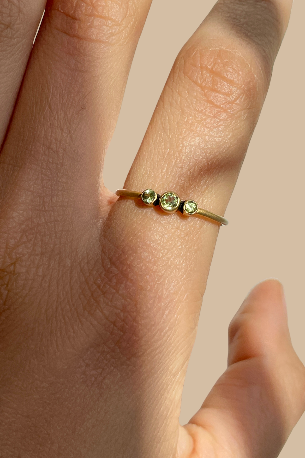 Three Stone Ring Peridot