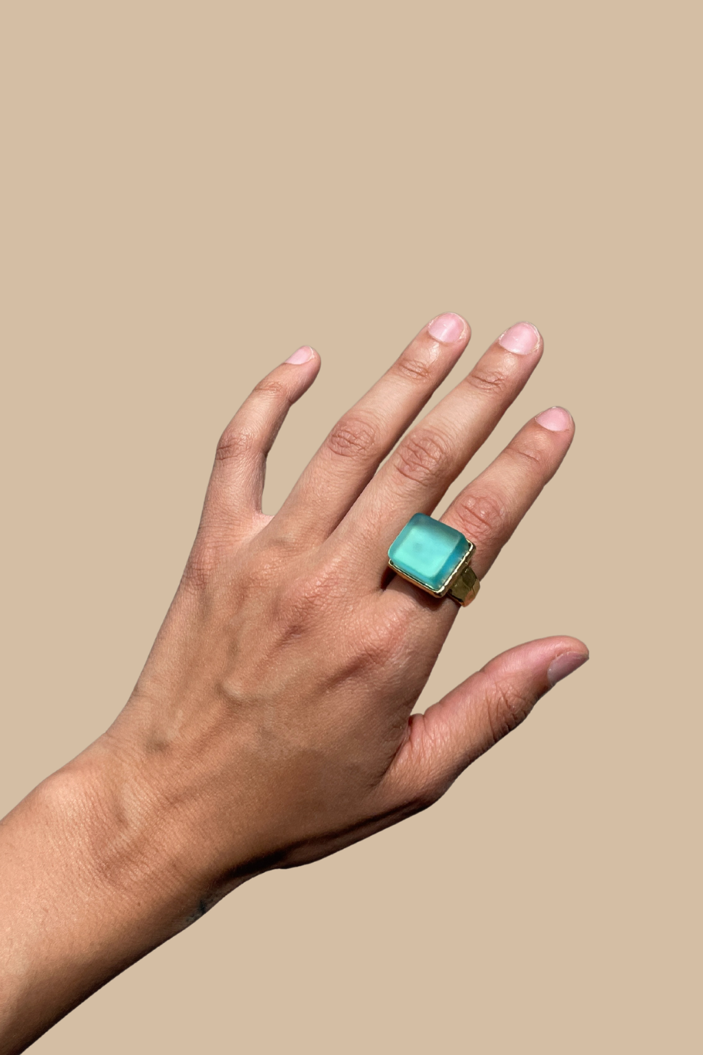 Aqua Cube Ring in Gold