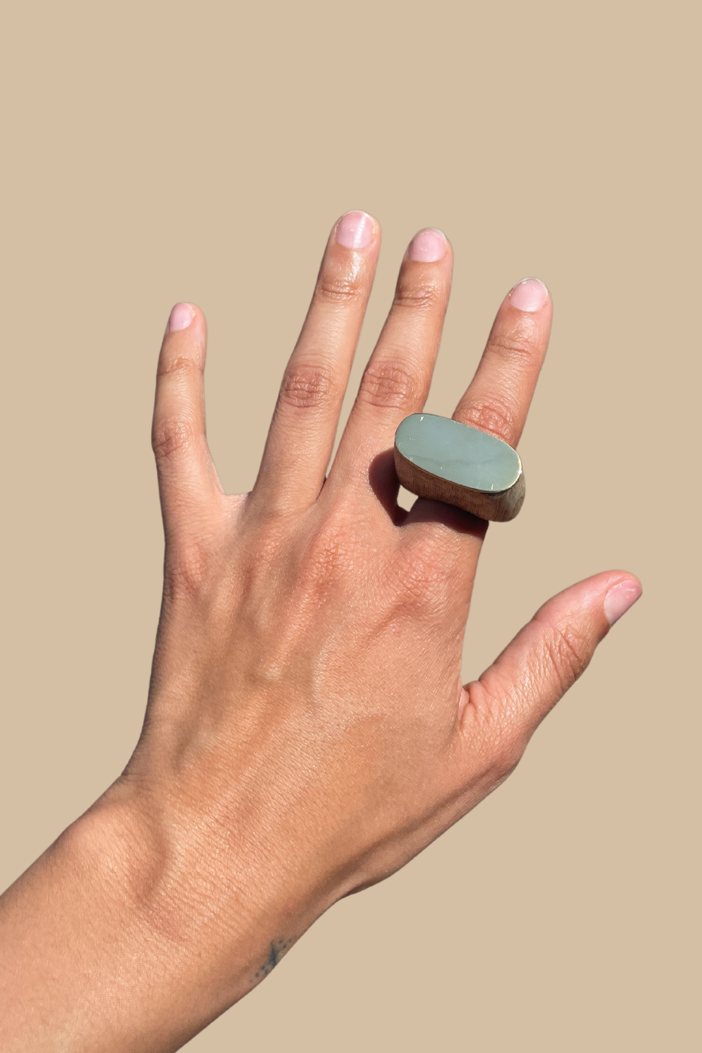 Chunky Wood and Brass Signet Ring