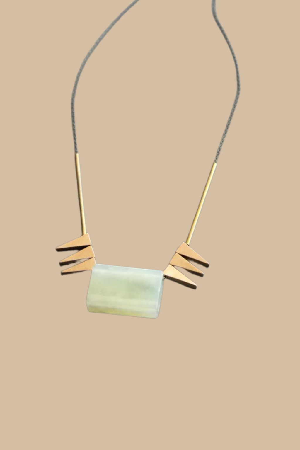 Aventurine and Brass Spikes Necklace