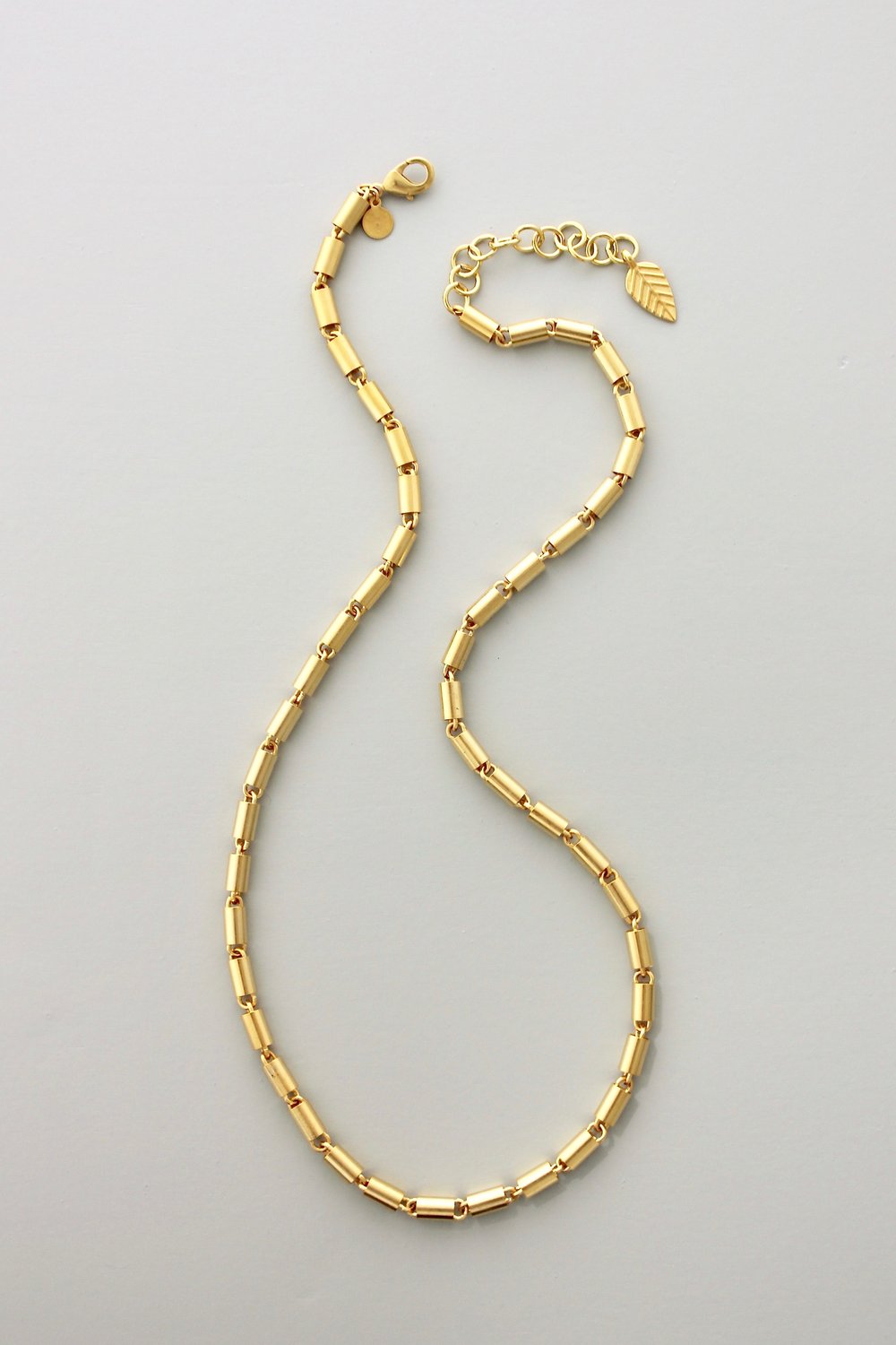Vintage Brass Tube Chain Necklace