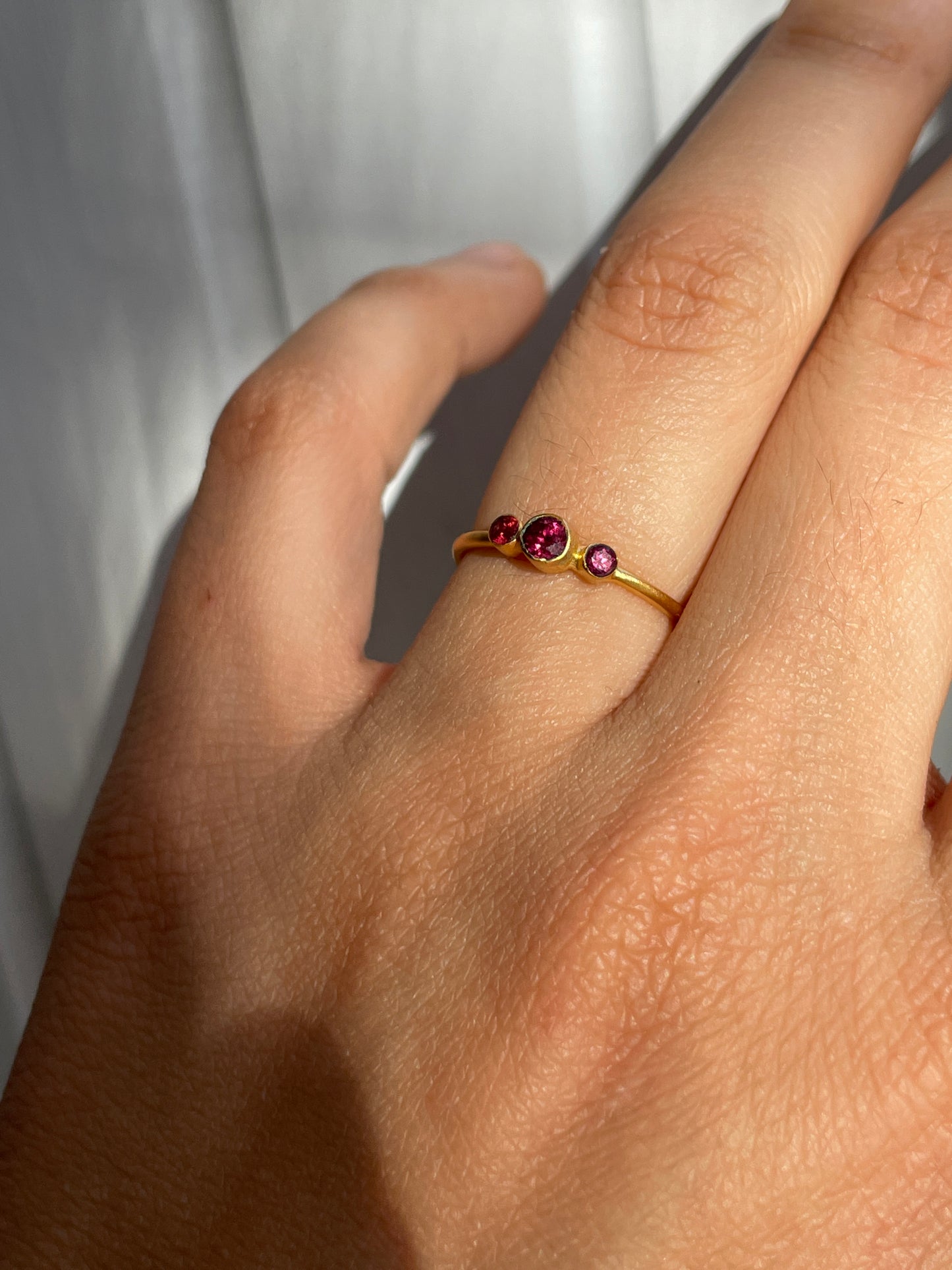 Three Stone Ring Garnet