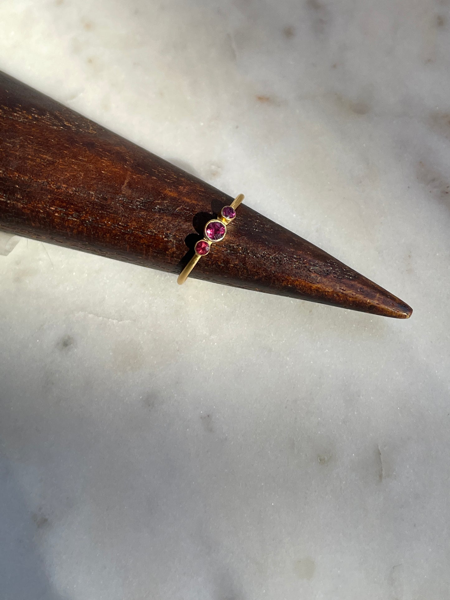 Three Stone Ring Garnet