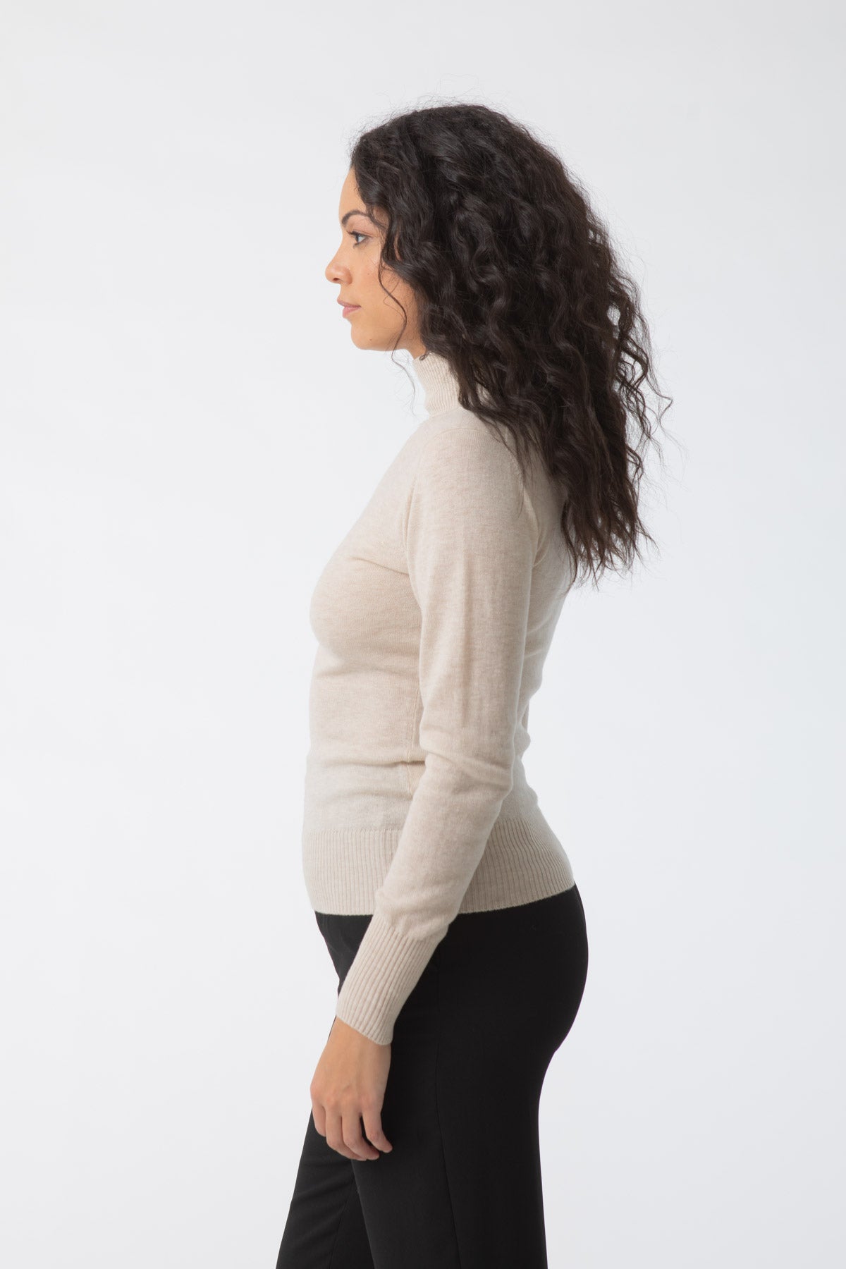 Merino Turtleneck Sweater, Almond White