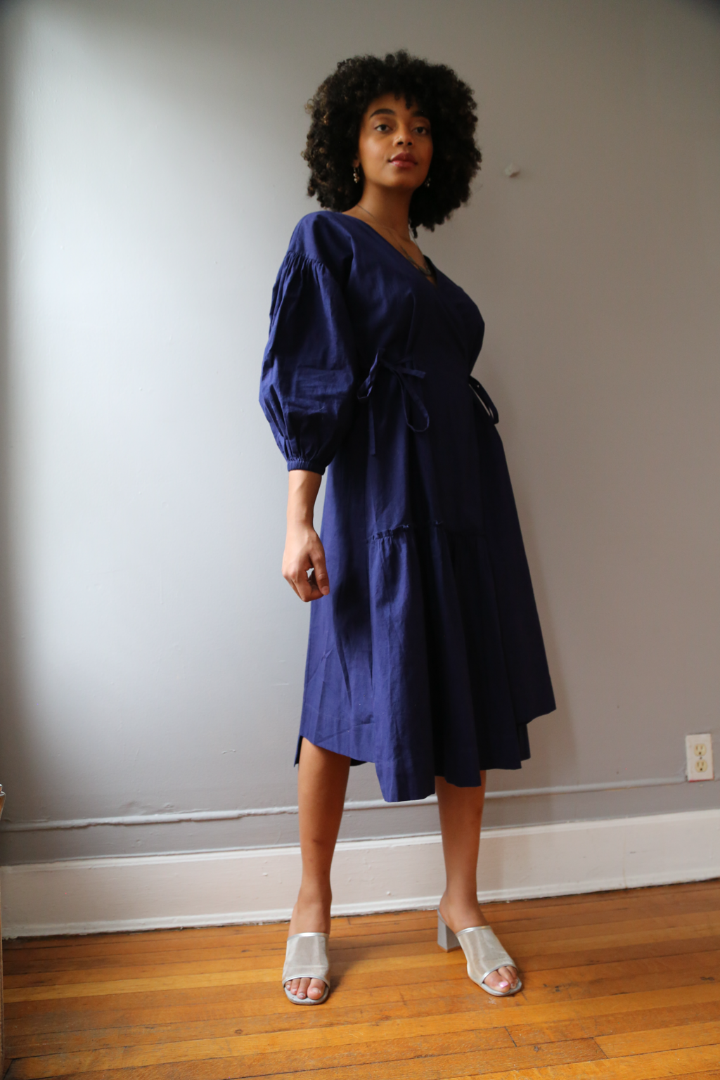 Veena Wrap Dress in Blue Depths