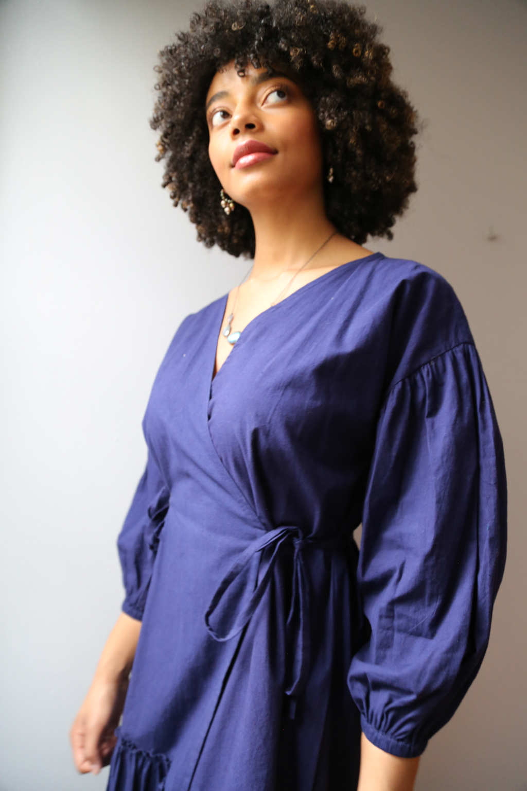 Veena Wrap Dress in Blue Depths