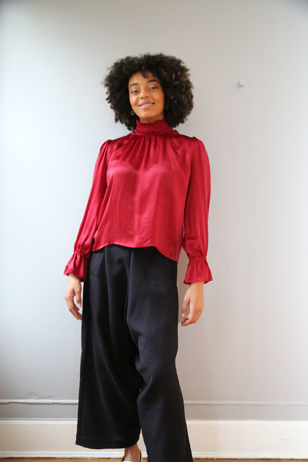 Mallika Top in Grape Wine Silk Charmeuse