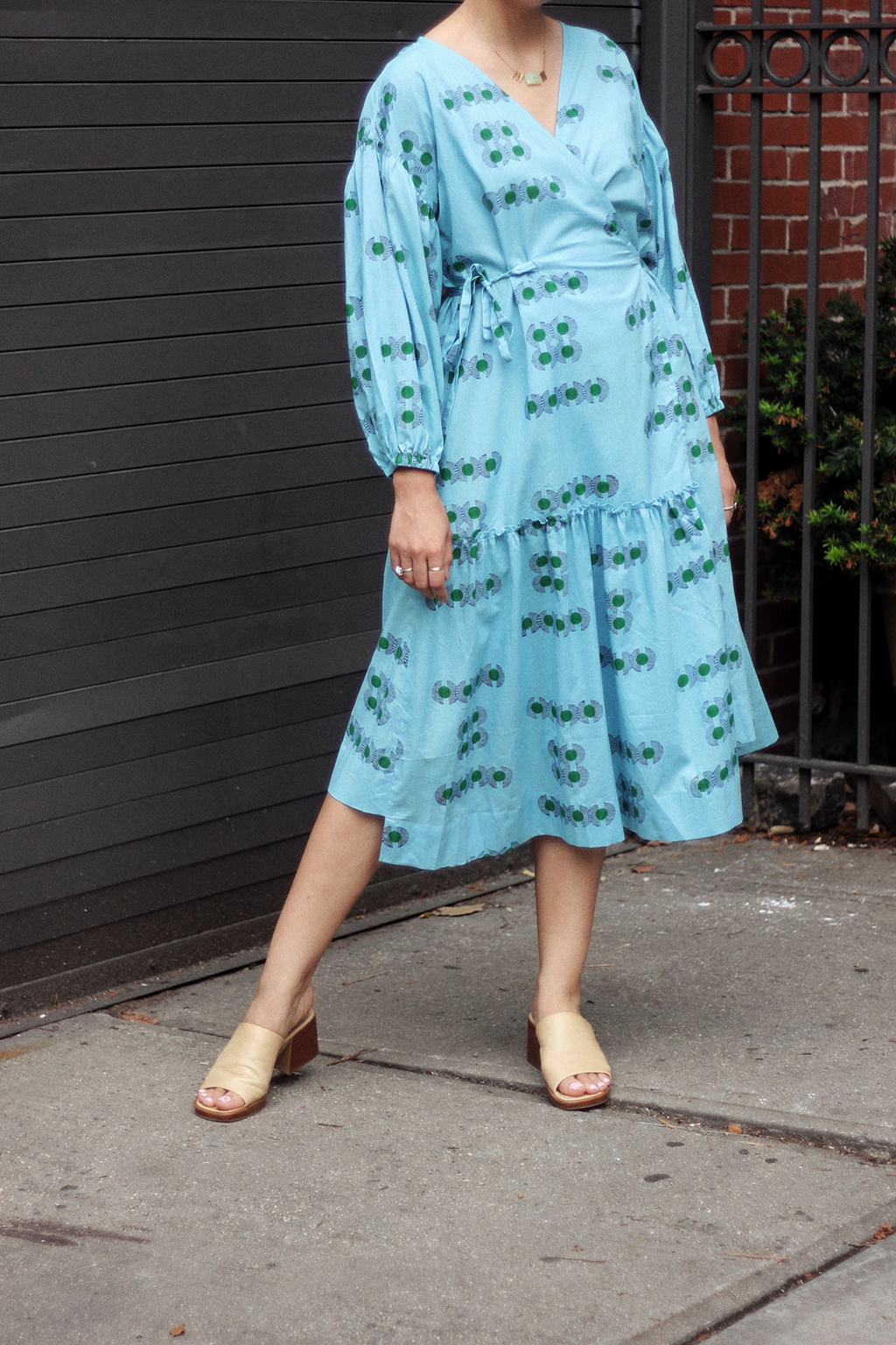 Veena Wrap Dress in Mangrove with Slip