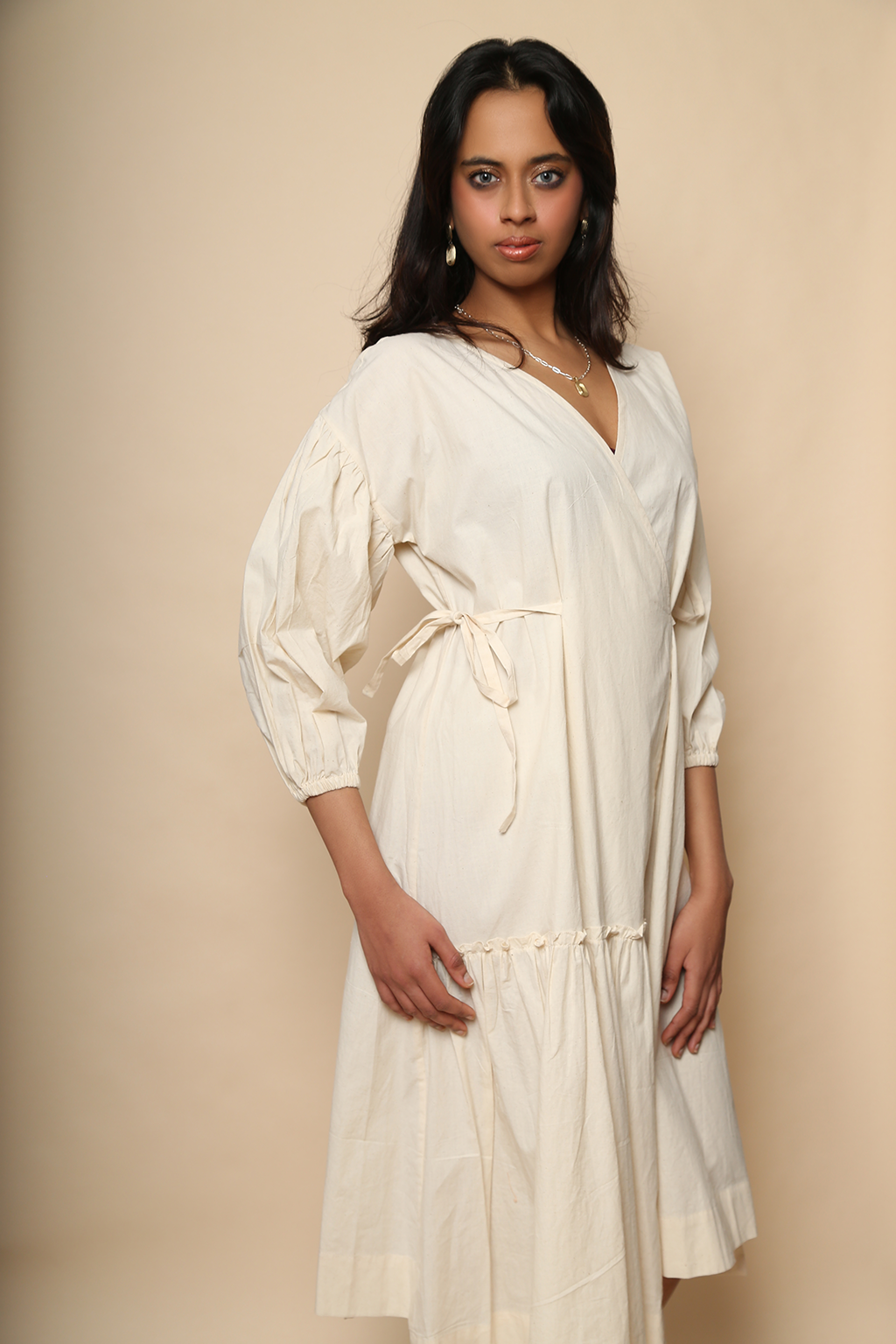 Veena Wrap Dress in Raw