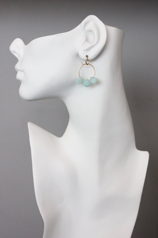 Amazonite Drops Hoops