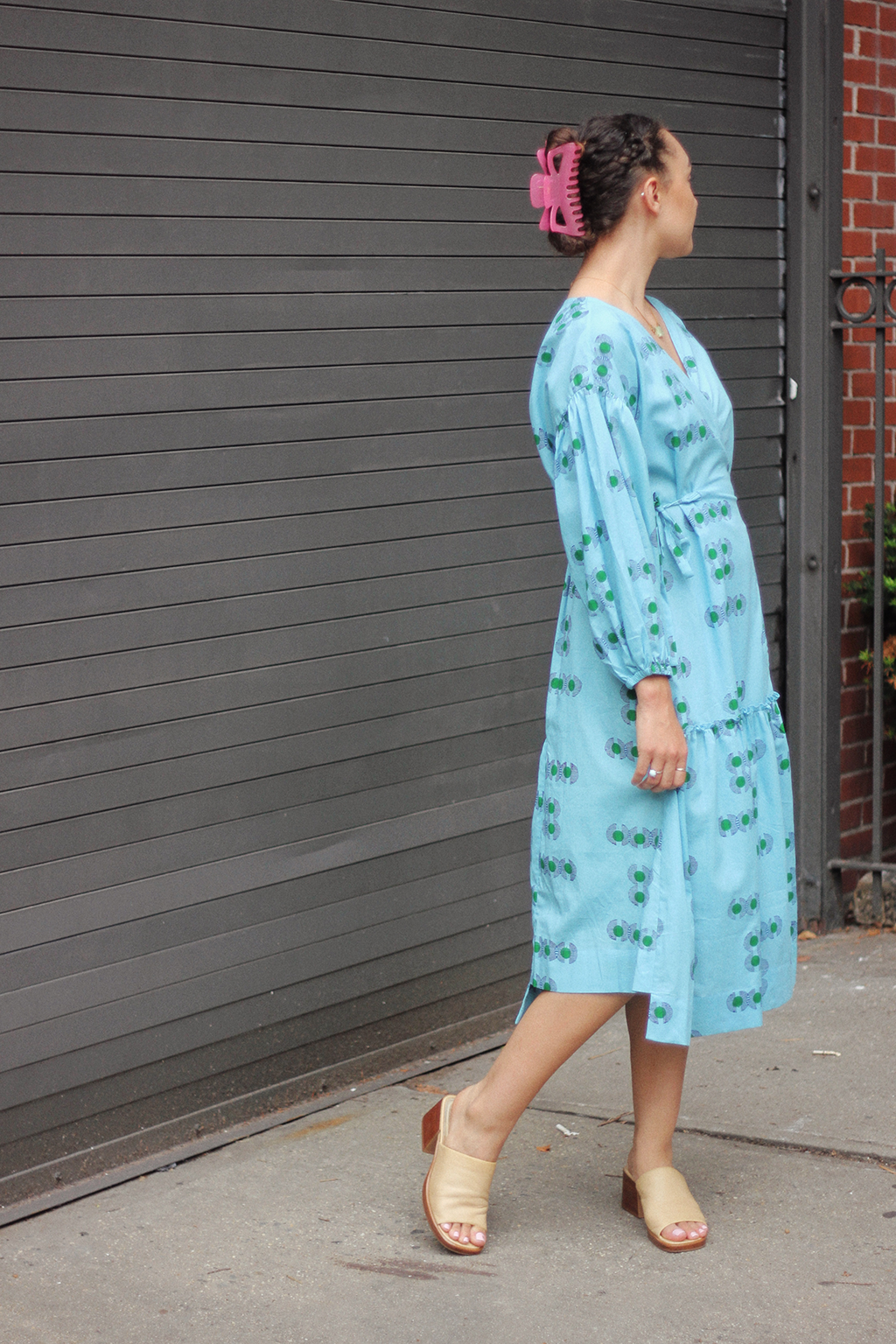 Veena Wrap Dress in Mangrove with Slip