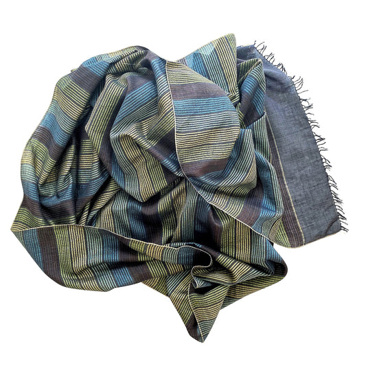 Cotton Silk Scarf in Basil