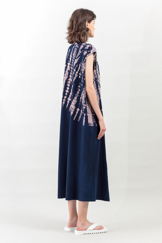 Santa Ana Dress in Navy and Pink Tie Dye