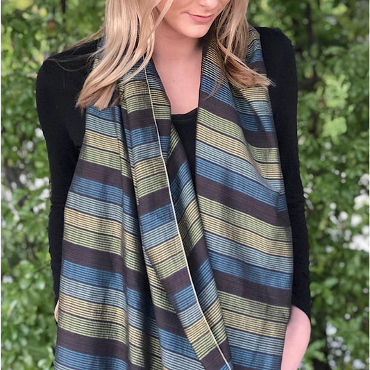 Cotton Silk Scarf in Basil