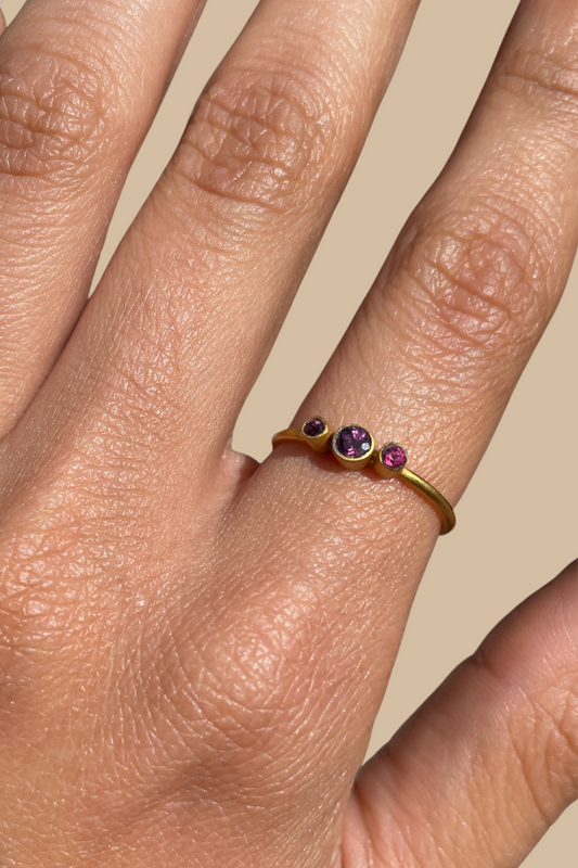Three Stone Ring Garnet