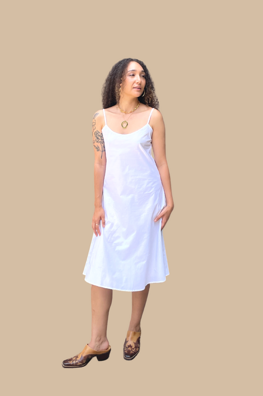 Bias Cut Cotton Slip in Jasmine White
