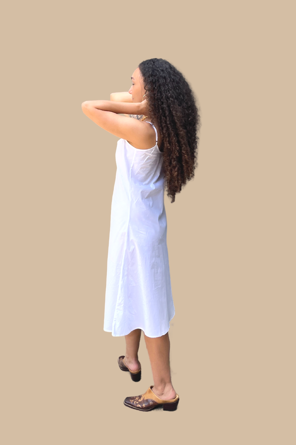 Bias Cut Cotton Slip in Jasmine White