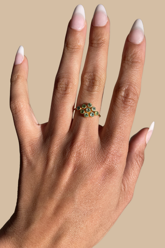 Nine Faceted Stone Ring Peridot