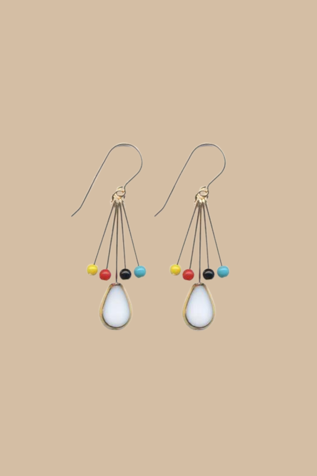 White Petal Earrings with Multi Fringe