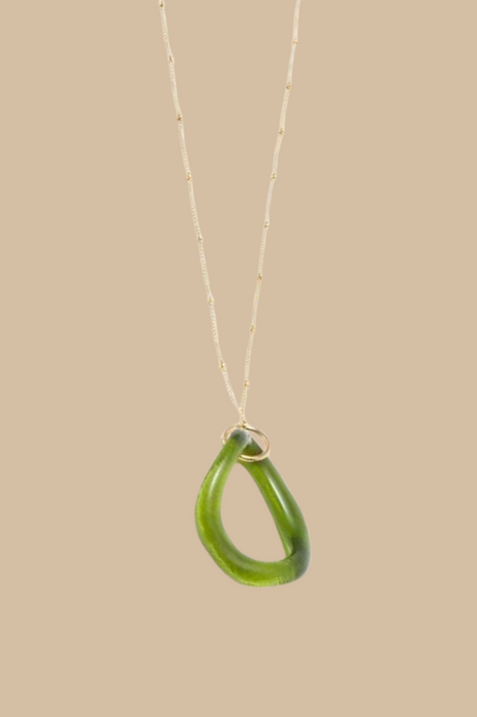 Gold Satellite Necklace in Pine