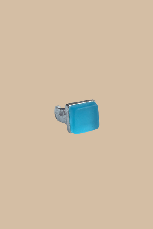 Aqua Cube Ring in Silver