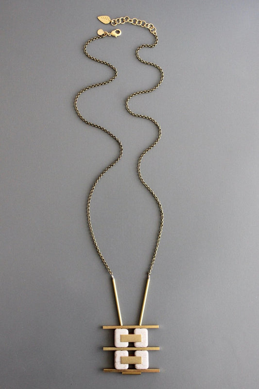 Magnesite and Brass Stack Necklace