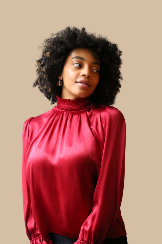 Mallika Top in Grape Wine Silk Charmeuse