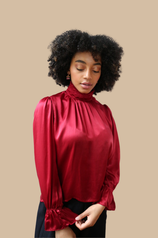 Mallika Top in Grape Wine Silk Charmeuse