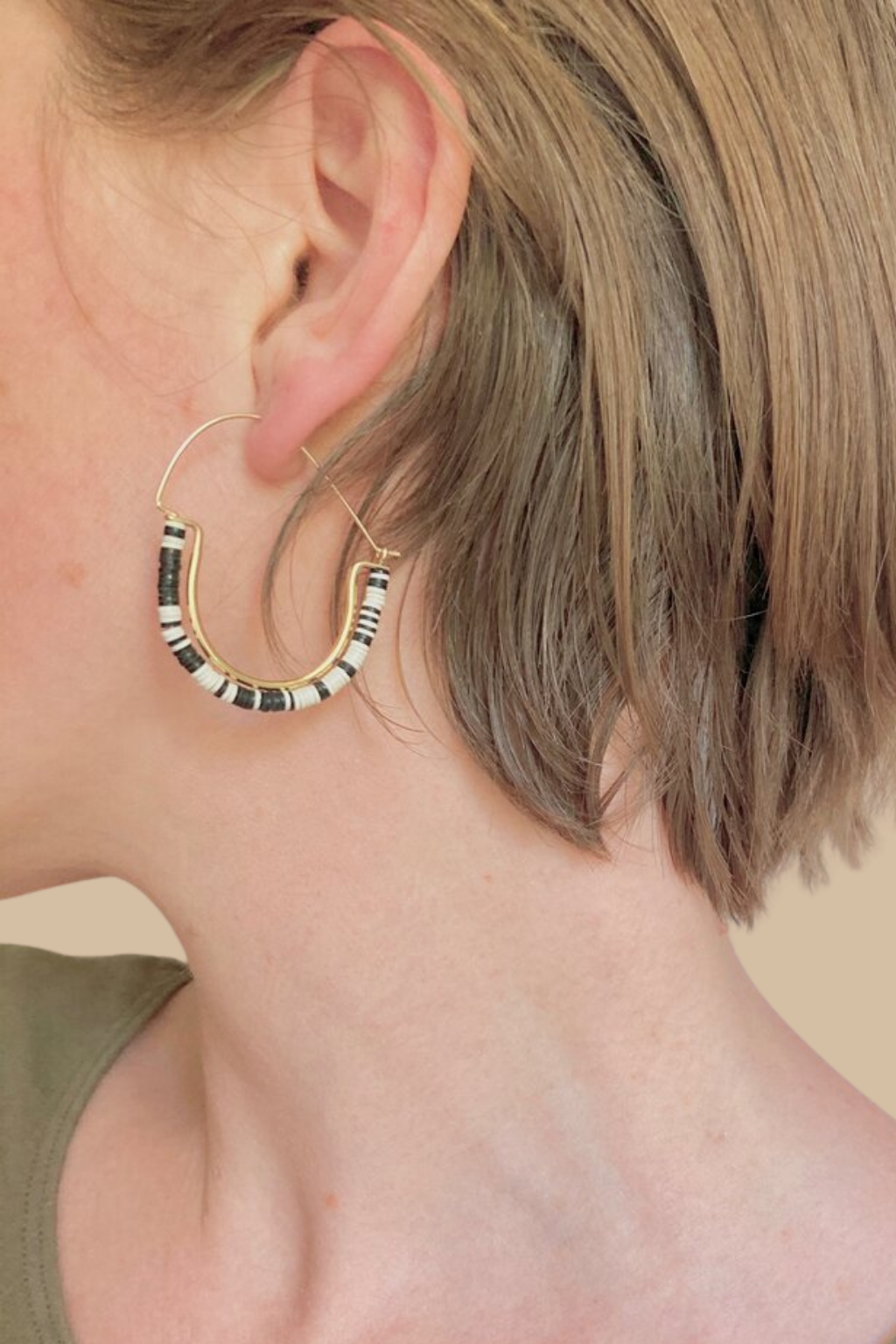 Mini Temple Hoops Black + White