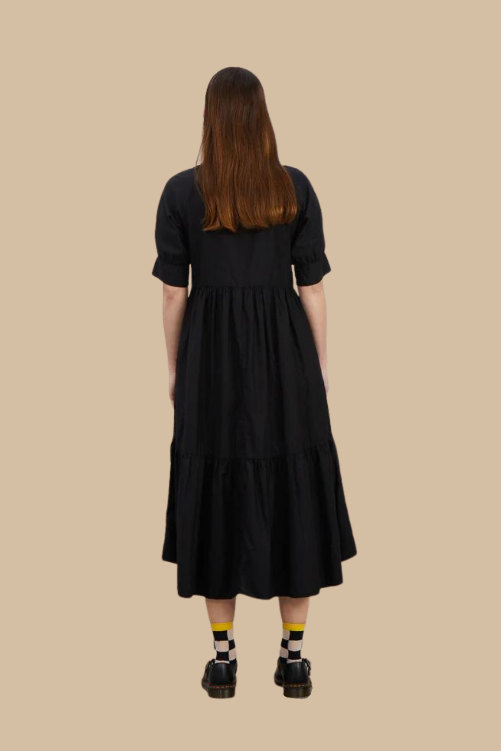Raglan Tiered Dress Black