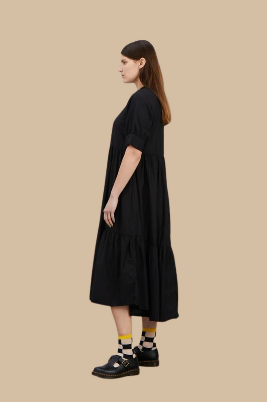 Raglan Tiered Dress Black