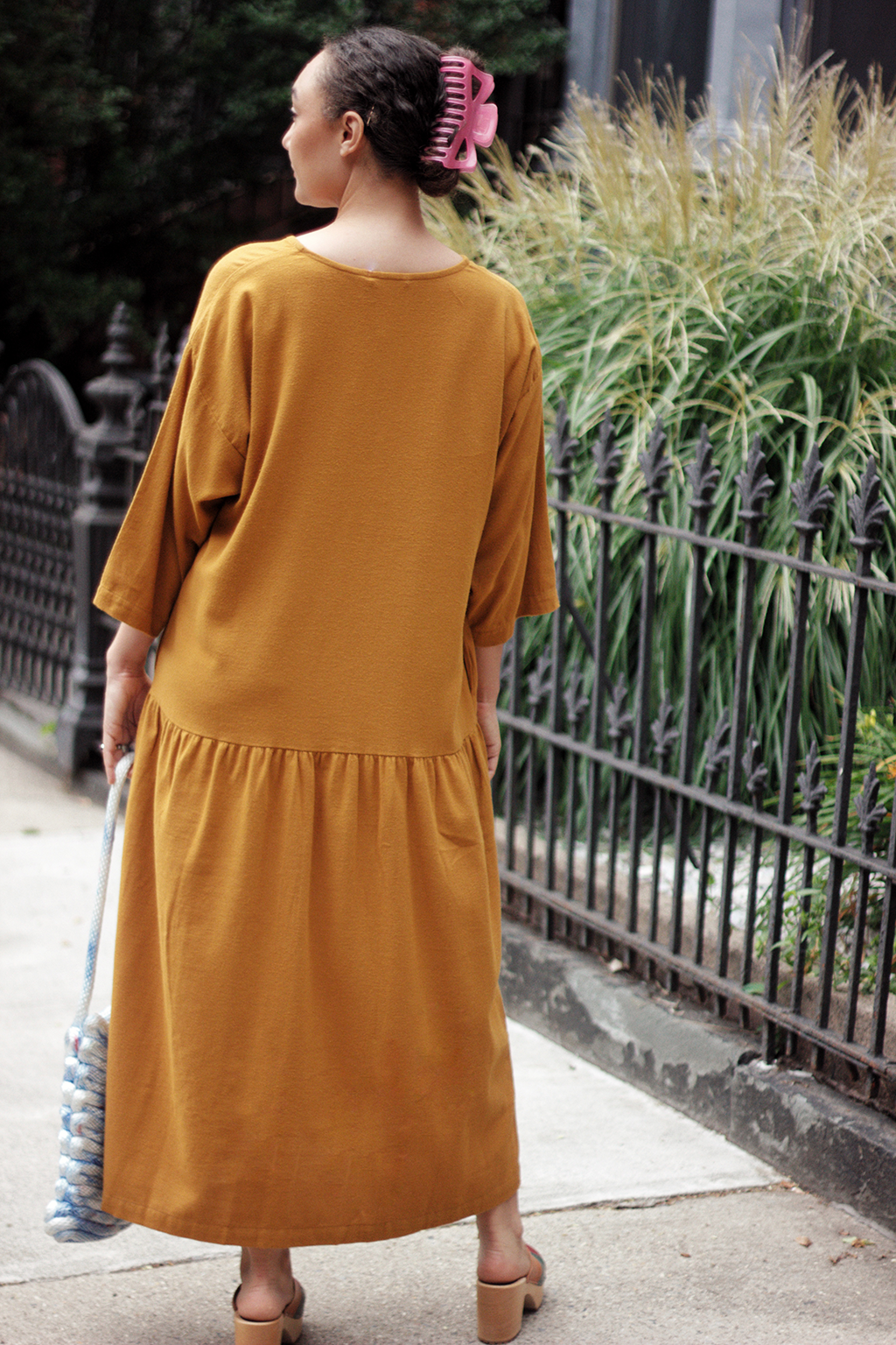 Easy Dress in Light Weight Cotton Flannel- Gold