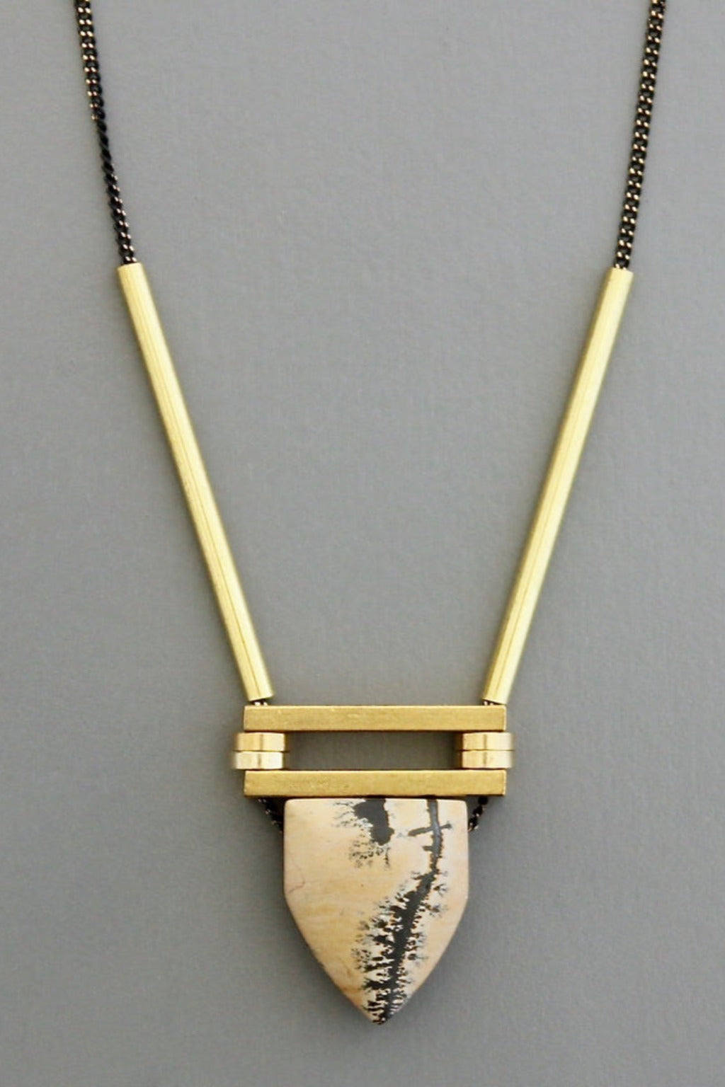 Landscape Jasper and Brass Necklace