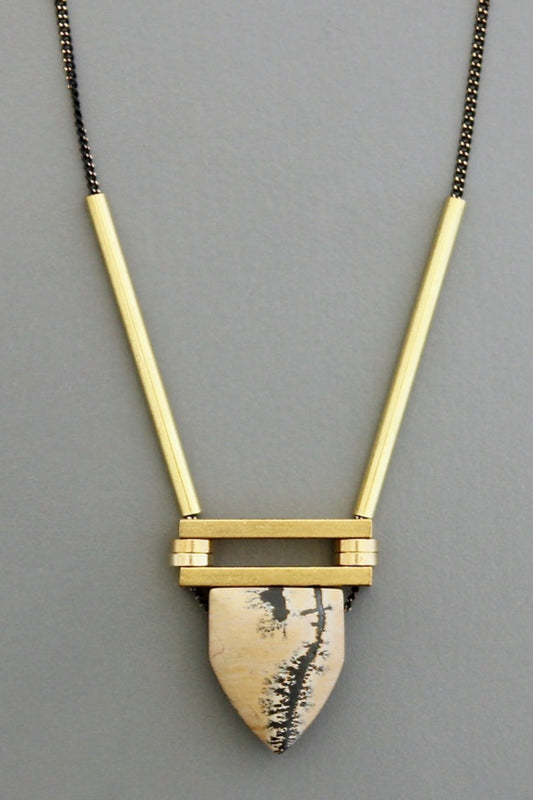 Landscape Jasper and Brass Necklace