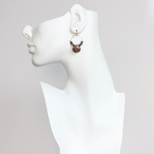 Turquoise Czech Beads and Agate Hoops