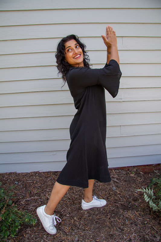 Cascade Dress, Black