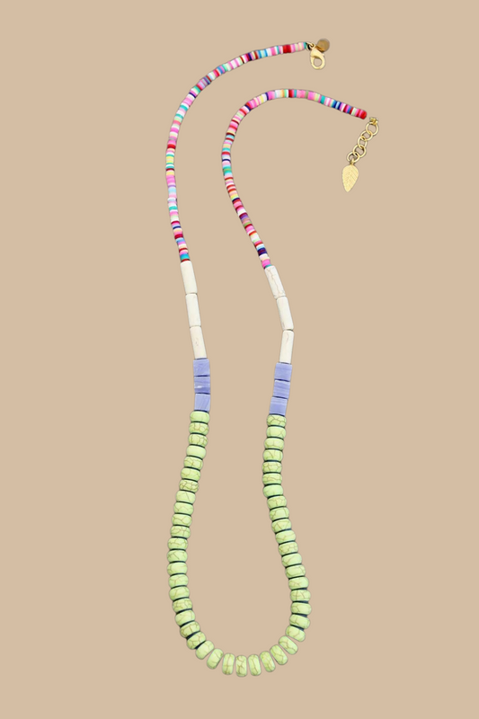 Confetti and Green Stone Necklace