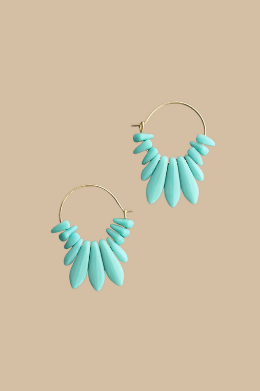 Graduated Czech Glass Hoops Turquoise