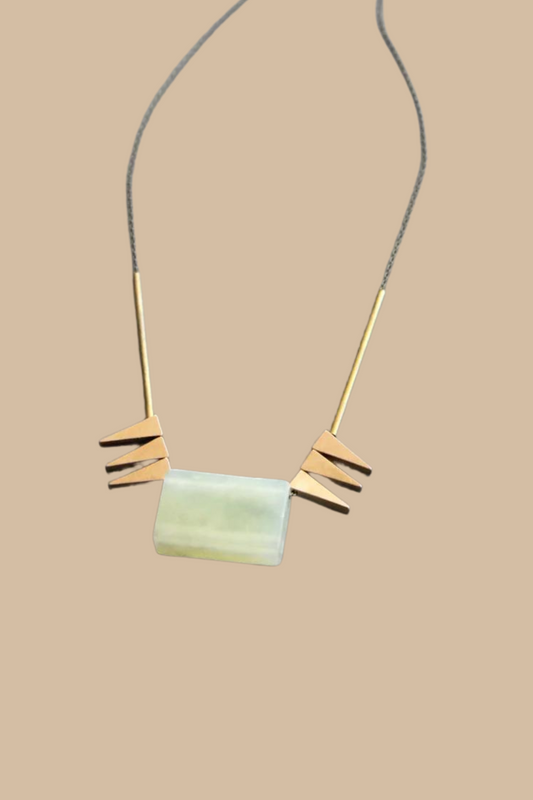 Aventurine and Brass Spikes Necklace