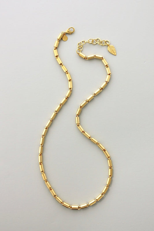 Vintage Brass Tube Chain Necklace