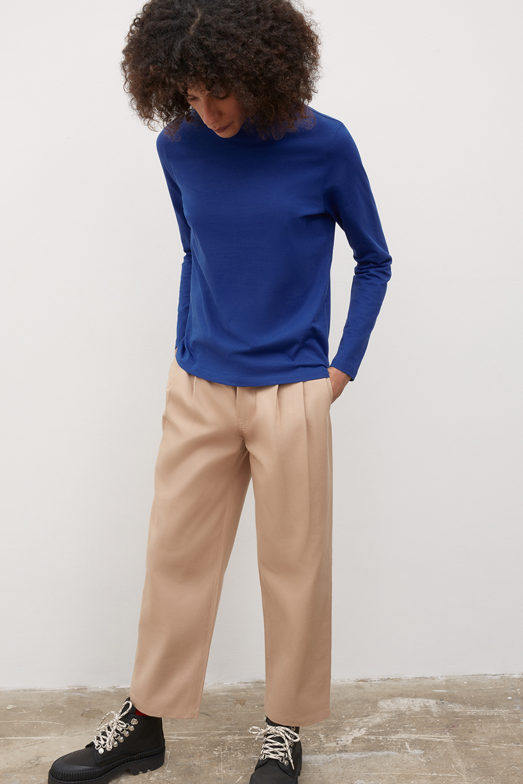 High Neck Top, Bright Blue