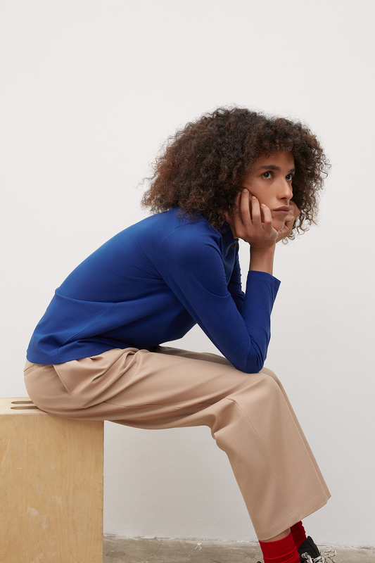 High Neck Top, Bright Blue
