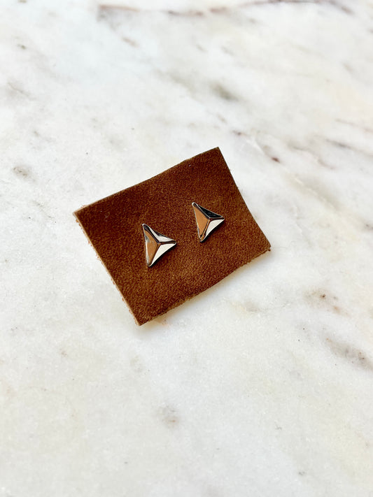 Pyramid Stud Earrings - Silver