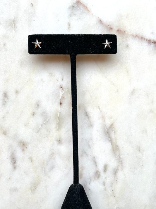 Pointed Star Stud Earrings - Silver