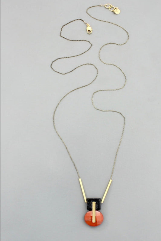 Black Agate and Red Jasper Necklace